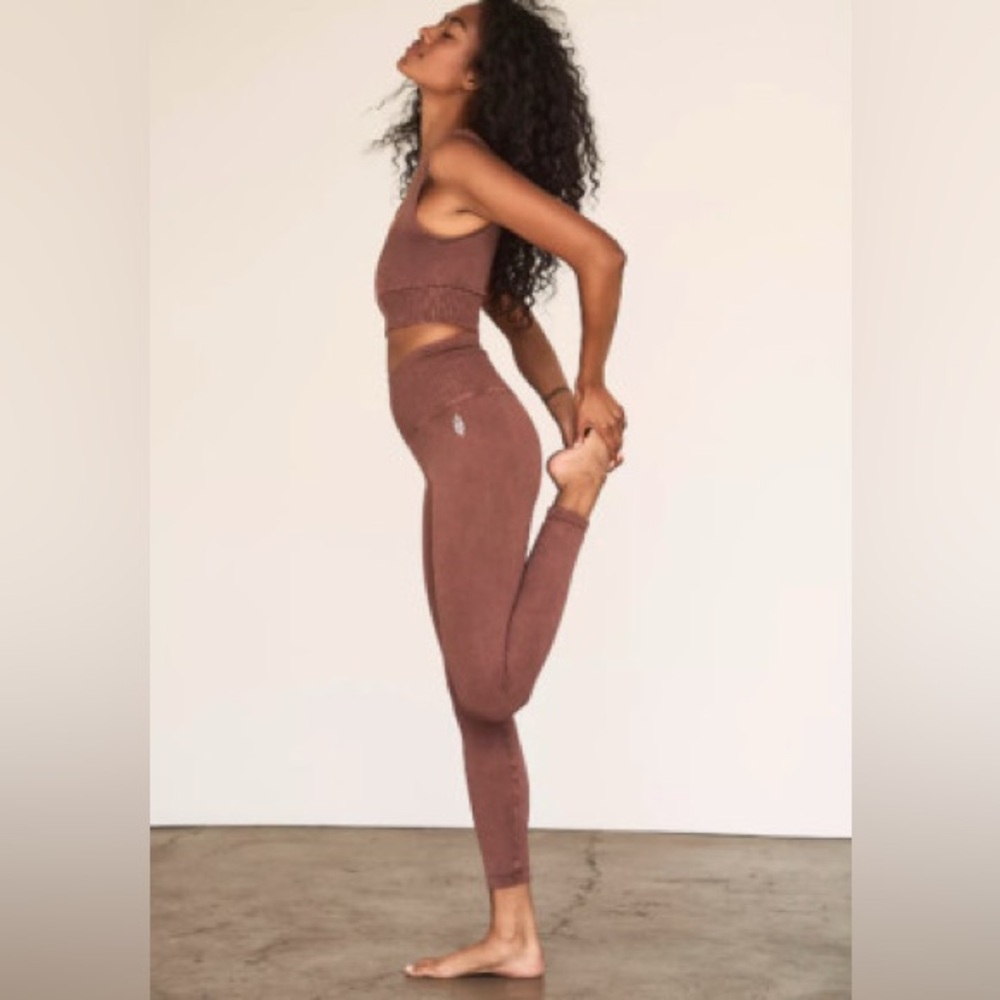 Free People Movement Good Karma Leggings High‎ waisted size M Brown - Picture 2 of 8